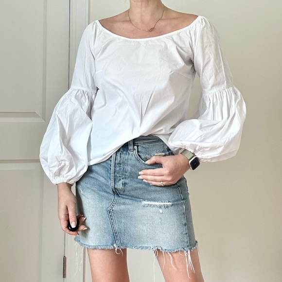 Jane and Delancey Tops - Jane & Delancey Cotton Poplin Off Shoulder Puff Sleeve Blouse